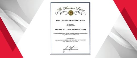 The County Materials Family of Companies Recognized for Outstanding Veteran Support