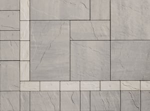 Monochromatic: <a href="https://hub.countymaterials.com/products/grand-vantage-pavers">Grand VANTAGE PAVERS</a> in Allure, <a href="https://hub.countymaterials.com/products/vantage-4x8">VANTAGE PAVERS 4x8</a> in Vision, <a href="https://hub.countymaterials.com/products/vantage-pavers">VANTAGE PAVERS</a> in Allure