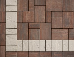 Rustic: <a href="https://hub.countymaterials.com/products/discover-pavers">DISCOVER PAVERS</a> in Serenity, <a href="https://hub.countymaterials.com/products/vantage-4x8">VANTAGE PAVERS 4x8</a> in Vision, <a href="https://hub.countymaterials.com/products/elements-paving-stones">ELEMENTS Paving Stones 4x8</a> in Serenity