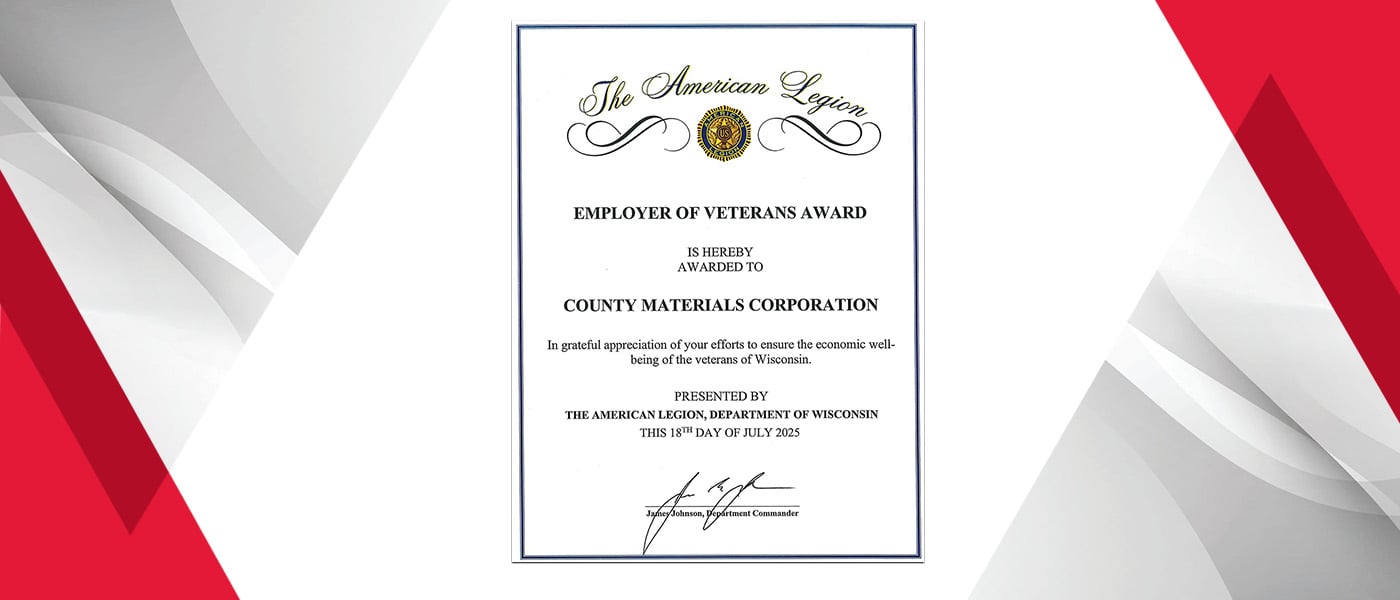 County Materials Family of Companies honored with American Legion Employer of Veterans